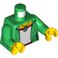 LEGO Minifigure Torso Female Jacket Open over Red and Light Green Top with Necklace / Green Arms / Yellow Hands